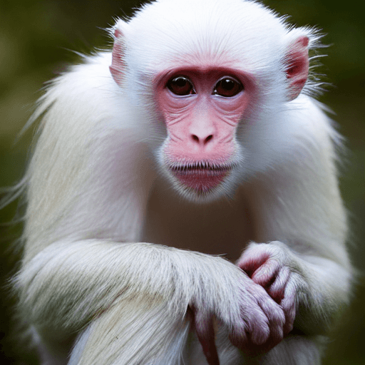 close up photo of an albino monkey