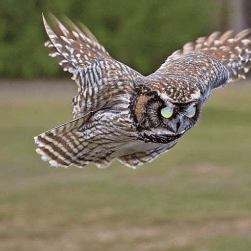 an owl in flight with wings expanded