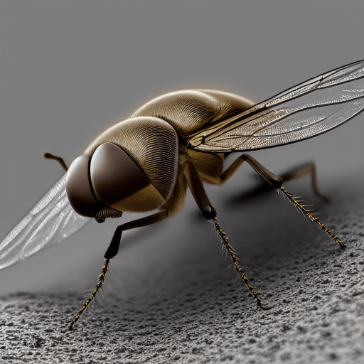 Flies have two large compound eyes, each made up of thousands of individual facets or ommatidia.
