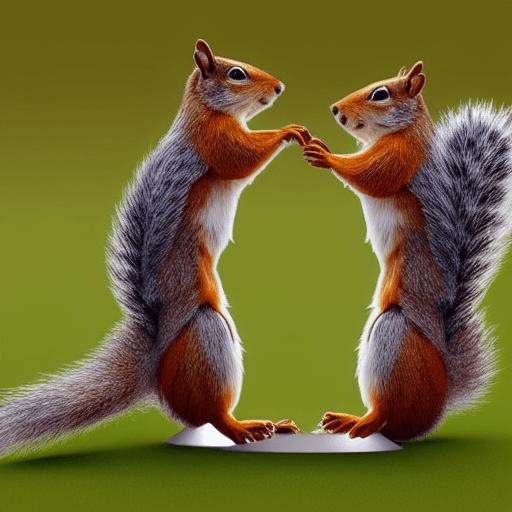 two squirrels chasing each other