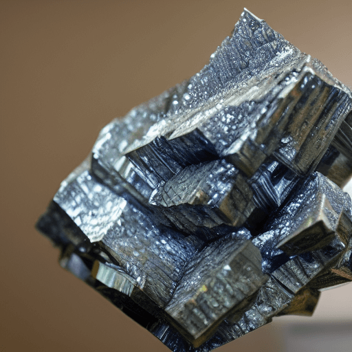 Bismuth crystal is a mineral with a metallic luster and iridescent tarnish.
