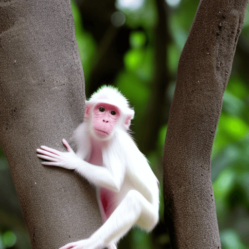 albino monkey in jungle on tree