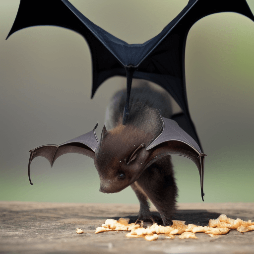 a bat eating food