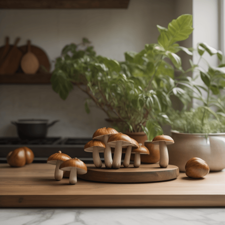 Chestnut Mushrooms in a kitchen