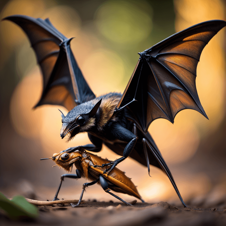 a bat eating an insect