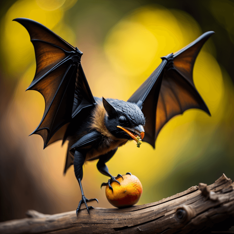 a bat eating fruit