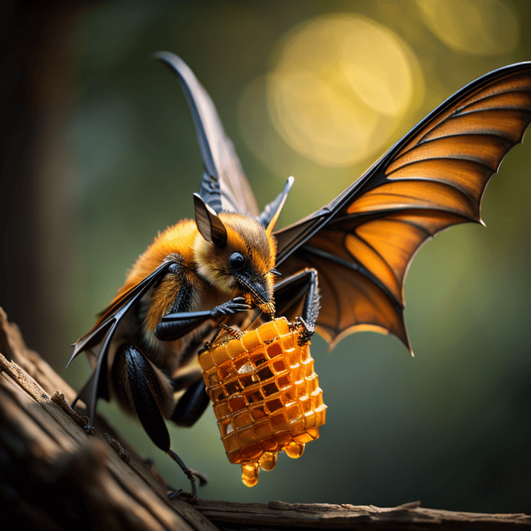 a bat eating honey