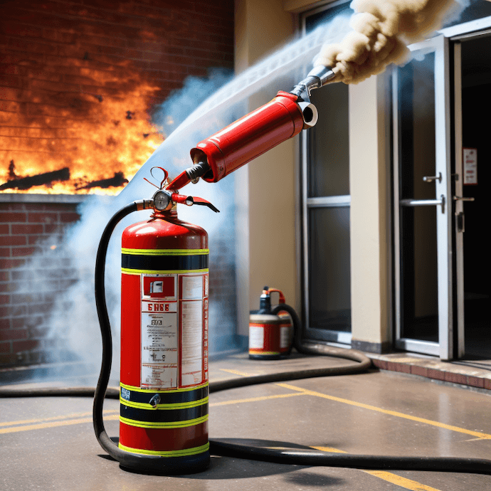 put out fire by aiming at base extinguisher